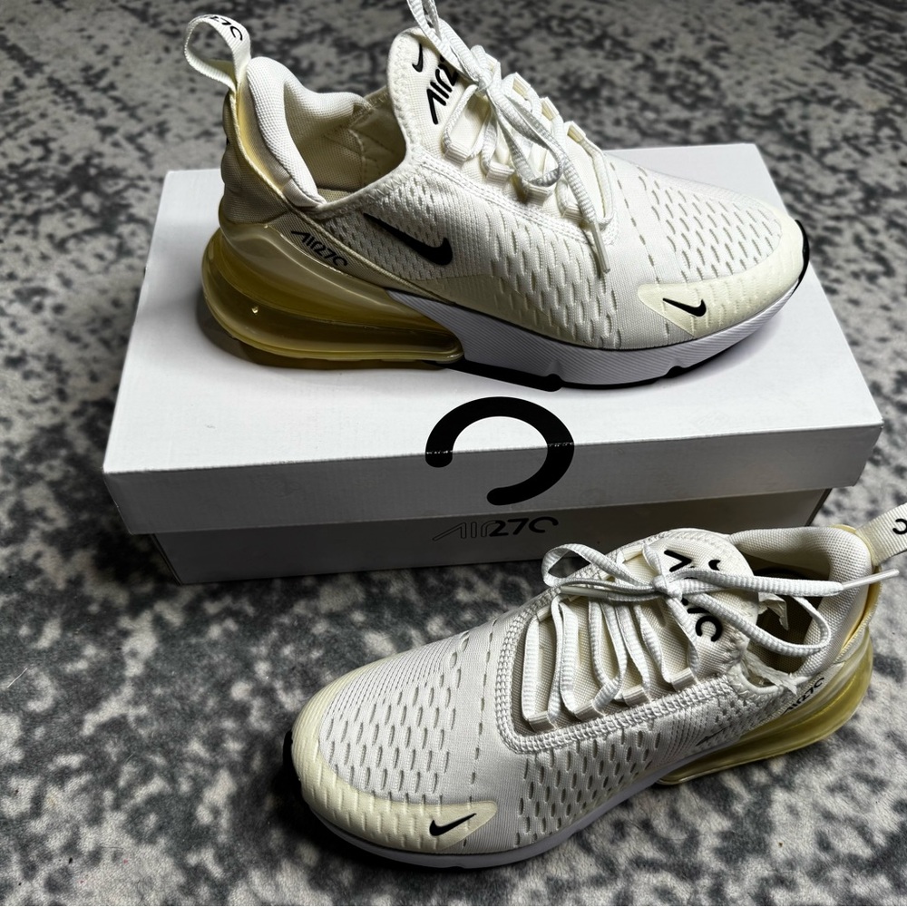 Nike Air Max 270 White and Yellow Sneakers
